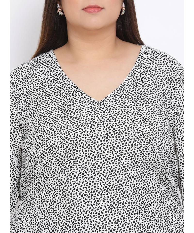 printed White Polyester   Dress