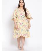 printed Yellow Polyester   Dress