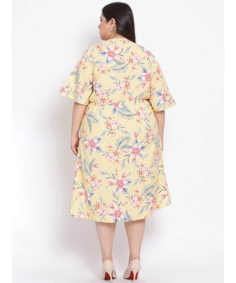 printed Yellow Polyester   Dress