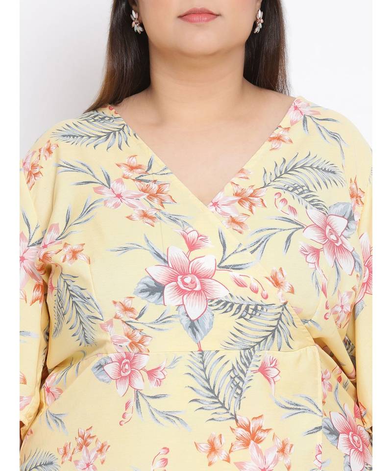 printed Yellow Polyester   Dress