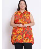 printed Orange Viscose   Shirt