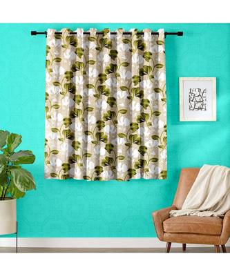 Green Printed Polyester Window Curtain 1