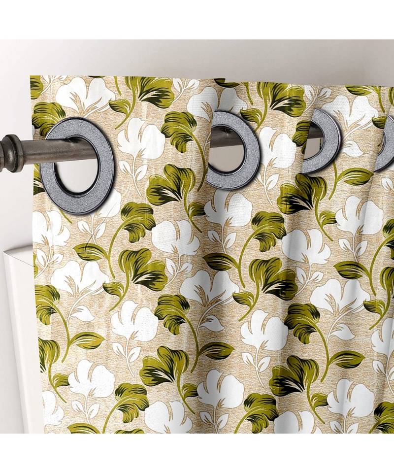 Green Printed Polyester Window Curtain