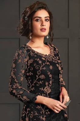 Black super net jacket abaya style Suit 2