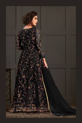 Black super net jacket abaya style Suit 3