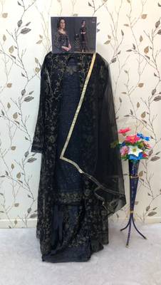 Black super net jacket abaya style Suit 4