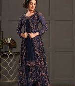 nevy blue super net jacket abaya style Suit