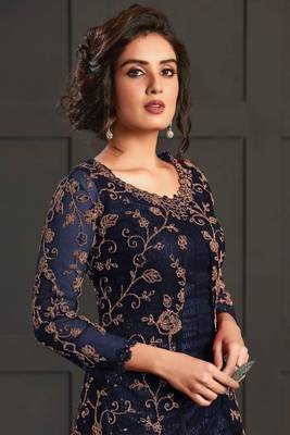 nevy blue super net jacket abaya style Suit 2