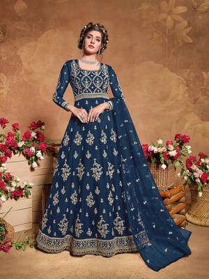 Blue embroidered silk salwar 1