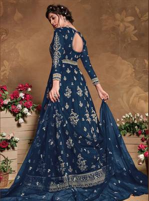 Blue embroidered silk salwar 2
