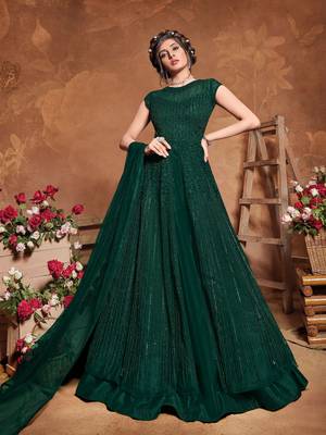 Dark-green embroidered silk salwar 1