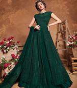 Dark-green embroidered silk salwar