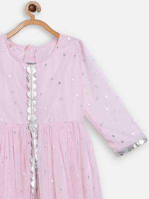 Pink printed crepe kids Frock 2