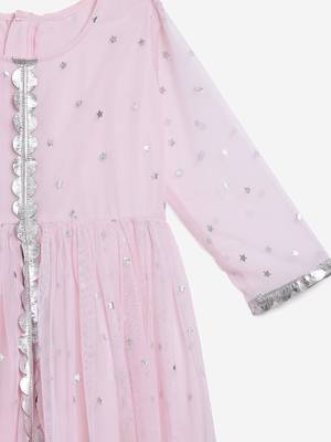 Pink printed crepe kids Frock 3