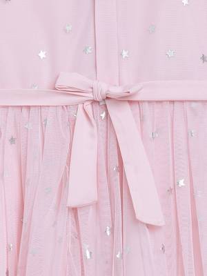 Pink printed crepe kids Frock 5