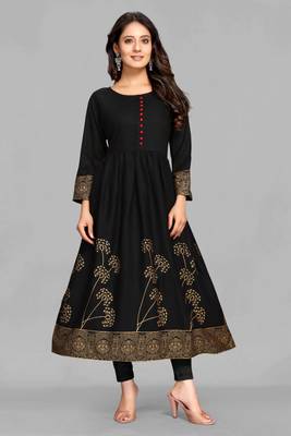 Black printed rayon ethnic-kurtis 3