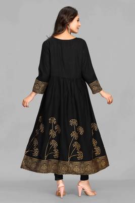 Black printed rayon ethnic-kurtis 4