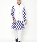 Blue cotton Printed   men kurta