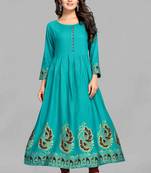 Light-green printed rayon ethnic-kurtis