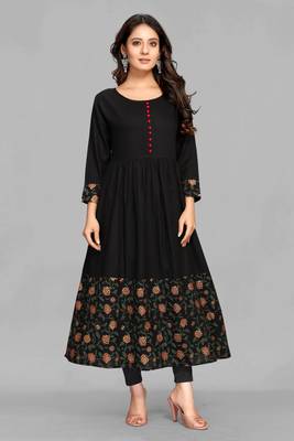 Black printed rayon ethnic-kurtis 1