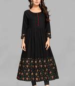 Black printed rayon ethnic-kurtis