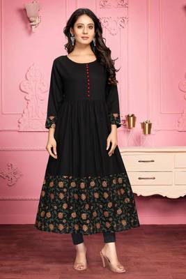 Black printed rayon ethnic-kurtis 3