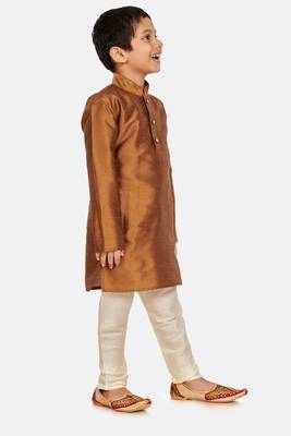 Copper plain cotton silk boys-kurta-pyjama 2