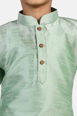 Turquoise plain cotton silk boys-kurta-pyjama 4