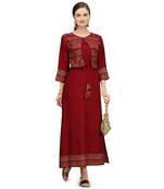 Women's Rayon Printed Readymade Kurti (Maroon )