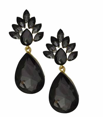 Steorra Jewels Black Floral Crystal Earings for Women and Girls 1