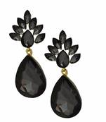 Steorra Jewels Black Floral Crystal Earings for Women and Girls
