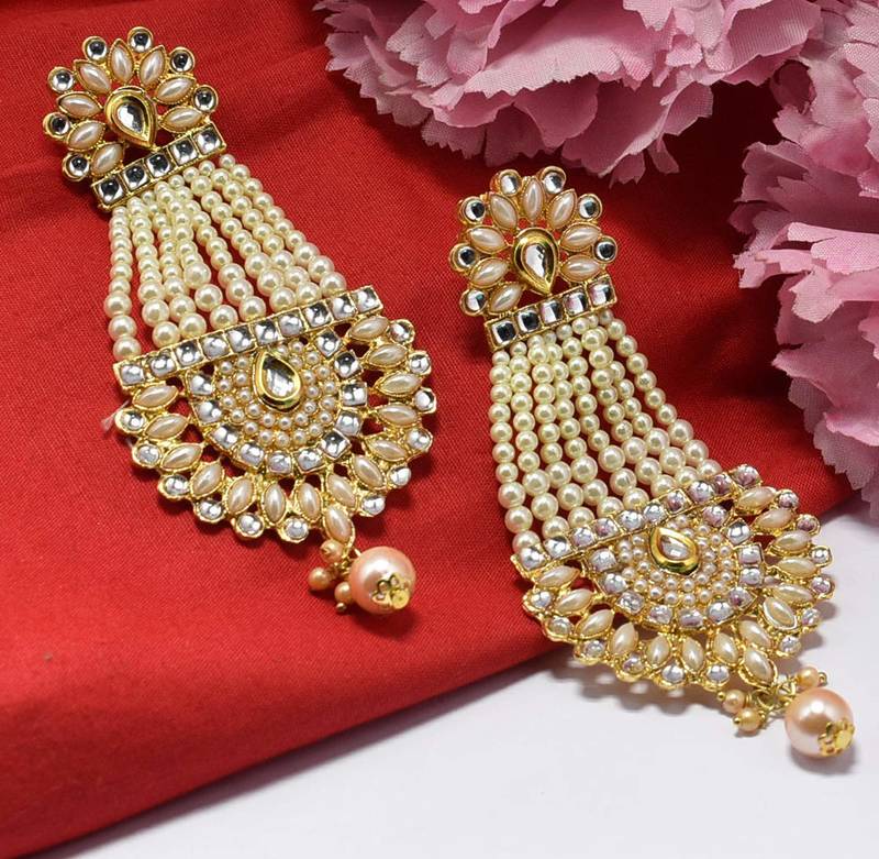 Steorra Jewels Golden Long Crystal Partywear Earings
