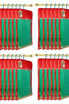 Maroon Hanging Saree Cover Wardrobe Cloth organizer for Storage Rack Garment Storage Bags Pack of 24