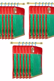 Maroon Hanging Saree Cover Wardrobe Cloth organizer for Storage Rack Garment Storage Bags Pack of 18
