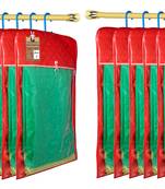 Maroon Hanging Saree Cover Wardrobe Cloth organizer for Storage Rack Garment Storage Bags Pack of 12