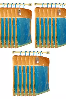 Golden Hanging Saree Cover Wardrobe Cloth organizer for Storage Rack Garment Storage Bags Pack of 18