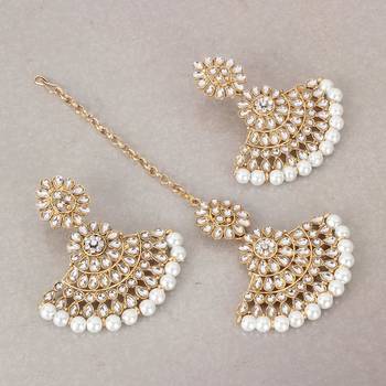 Steorra Jewels Kundan Style Ethnic earing with MaangTikka for Women 1