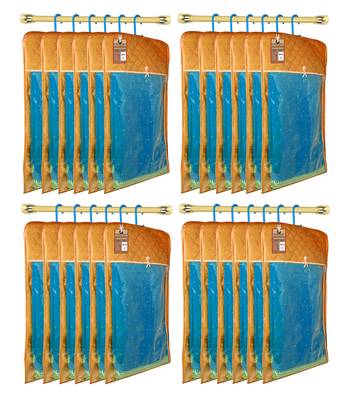 Golden Hanging Saree Cover Wardrobe Cloth organizer for Storage Rack Garment Storage Bags Pack of 24 1