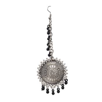 Silver Oxidised Afghani Chandbali Dangler Earring Light weight in stainless steel alloy party wear for Women and Girls 3