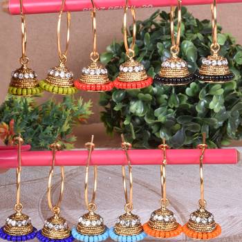 Steorra Jewels set of 6 combo Multicolor Kundan Jhumki Style Earring for women and gilrs 1