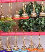 Steorra Jewels set of 6 combo Multicolor Kundan Jhumki Style Earring for women and gilrs