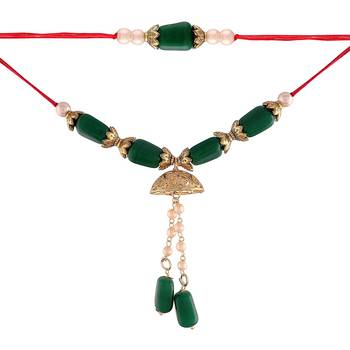 Designer Bhaiya Bhabhi Hanging Lumba Rakhi Combo Set for Rakshabhandan Special (R018-CO) 2
