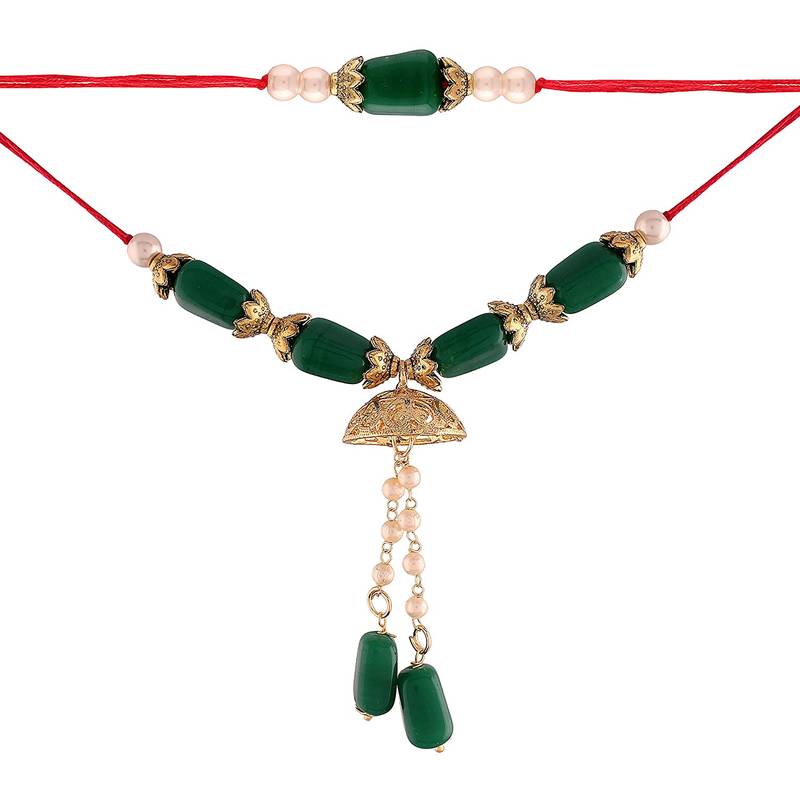 Designer Bhaiya Bhabhi Hanging Lumba Rakhi Combo Set for Rakshabhandan Special (R018-CO)