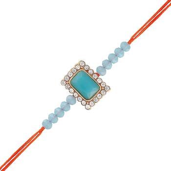Gold Plated Ethnic Designer Beads & Stone Rakhi Bracket for Brother/Men  2