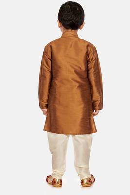 Copper plain cotton silk boys-kurta-pyjama 3