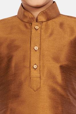 Copper plain cotton silk boys-kurta-pyjama 4