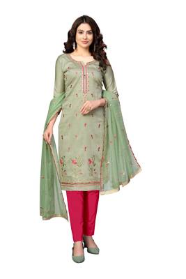 Light-green embroidered cotton salwar 1