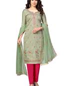 Light-green embroidered cotton salwar