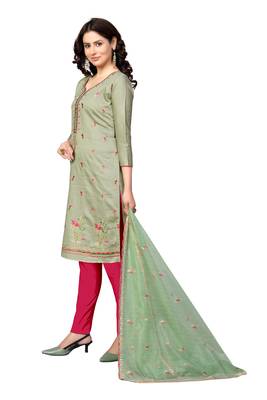 Light-green embroidered cotton salwar 3