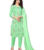 Light-green embroidered cotton salwar